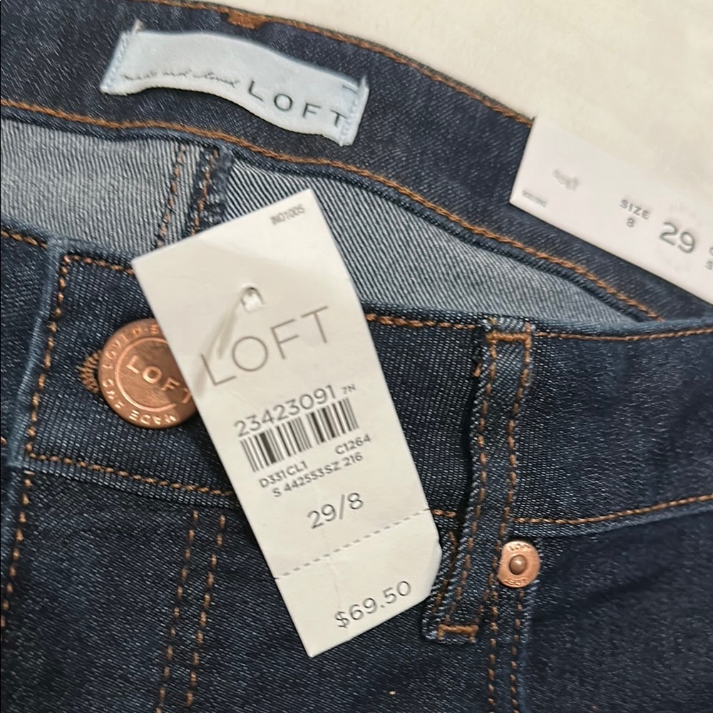 LOFT Dark Blue Straight Leg Jeans - Picture 4 of 7